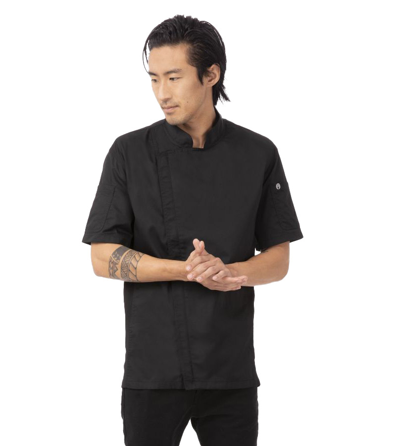 Chef Work - Springfield Chef Coat S/S Zip Black