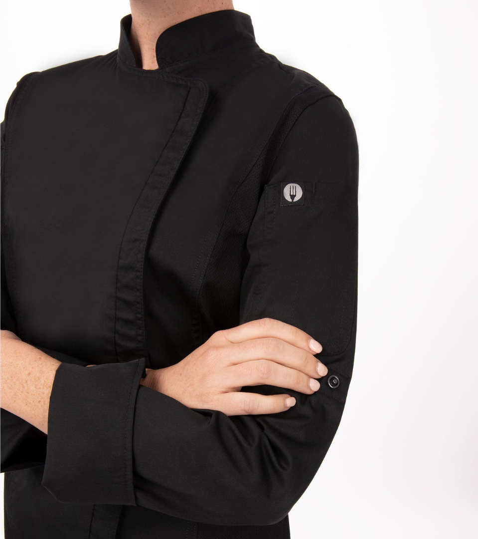 Chef Work - Hartford Chef Coat L/S Zip Black Women - Lotus Food ...